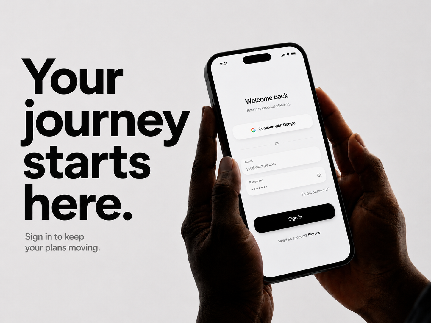 Hand holding a GetAround phone mockup as a placeholder app visual