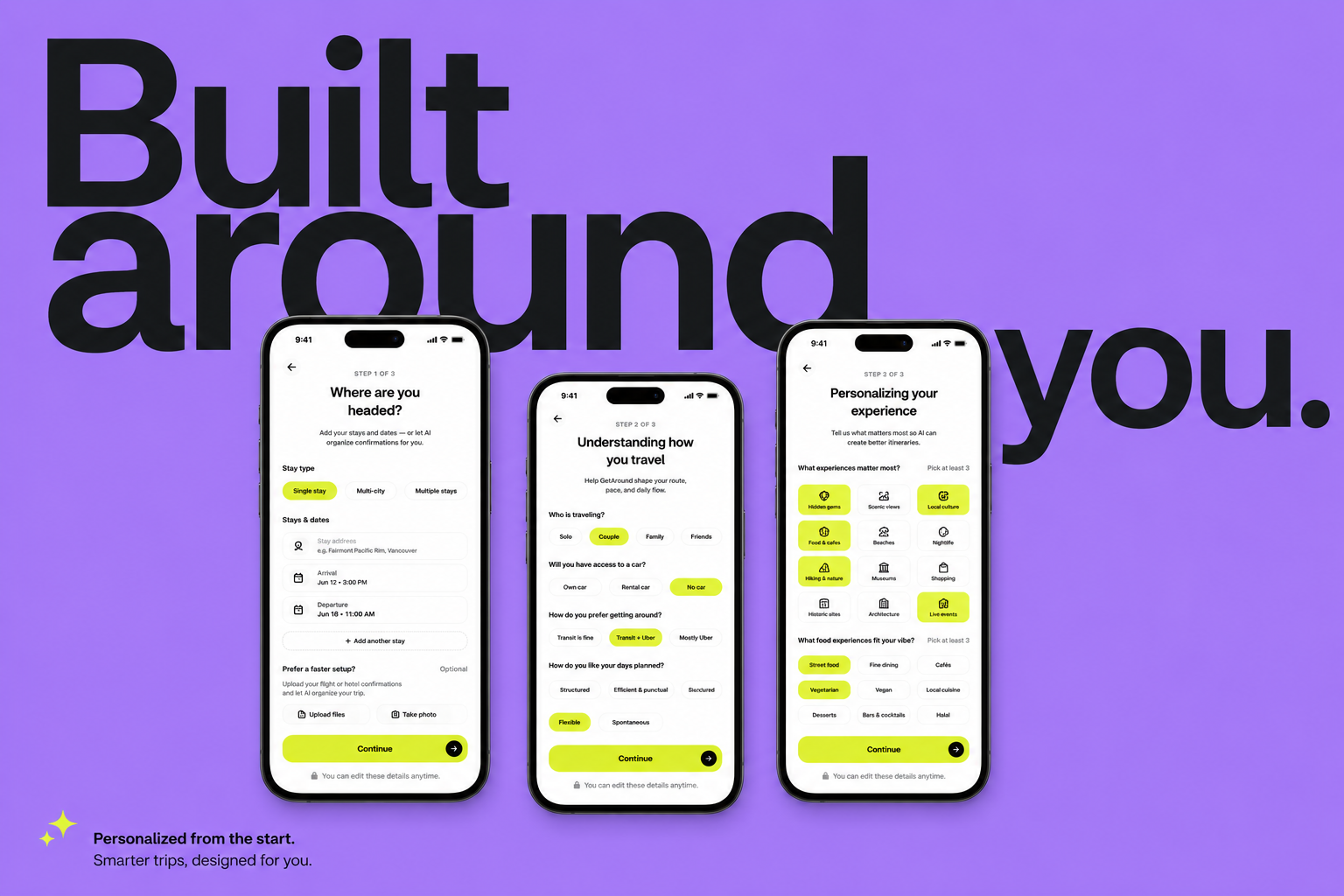 Three-phone editorial placeholder layout inspired by the reference composition